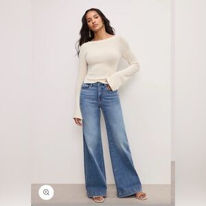 Good American High-Rise Petite Palazzo Jeans